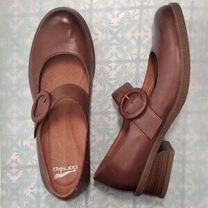 Dansko Mary Jane Burnished Leather Shoes BRANDY SPICE size 40 US Women's size 10